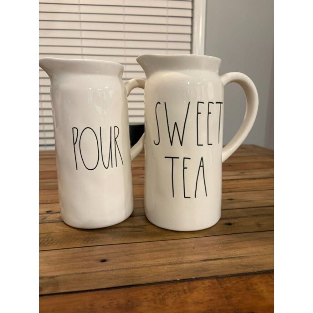 Rae Dunn Artisan Collection Set of 2 Pitchers Sweet Tea and Pour Giftable NWT